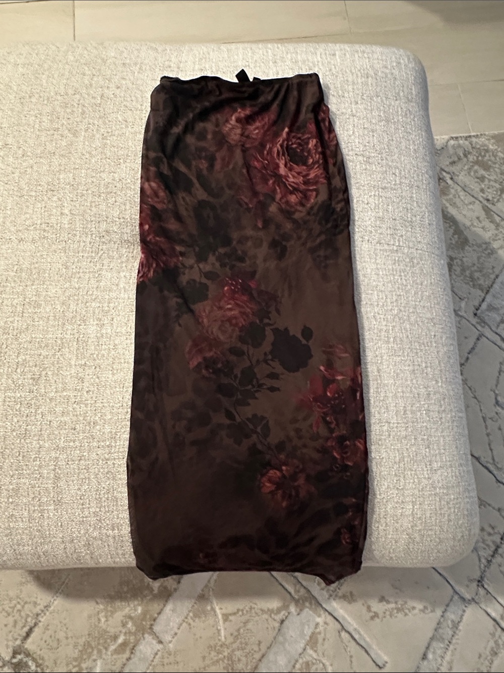 Windsor Floral Midi Skirt in Brown and Burgundy